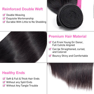 Straight Hair Bundles With Closure Malaysian Human Hair Bundles With Frontal ISEE HAIR Bundles Straight Hair Extension