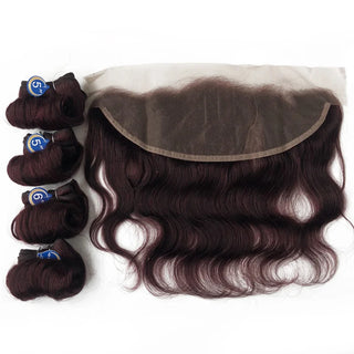 Brazilian Curly Bundles With Closure 1B/27/30/99J Ombre Bundles With Closure Remy Human Hair Weave Closure Lace Frontal