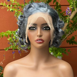 Wdbybeauty 13x4 Transparent Lace Frontal Wig 250% Density Short Bob Loose Wave Human Hair Wigs Bouncy Curly Hair Wigs for Black Women
