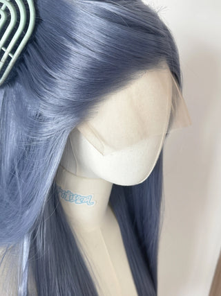 WDBY Beauty Grayish Blue & Purple HD Lace Front Wig – Long Straight Synthetic Cosplay Wig