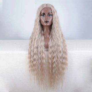 Synthetic Lace Front Wigs For Black Women 40 Inch Long Curly Lace Wigs Ombre Blonde Highlight White Cosplay Wig