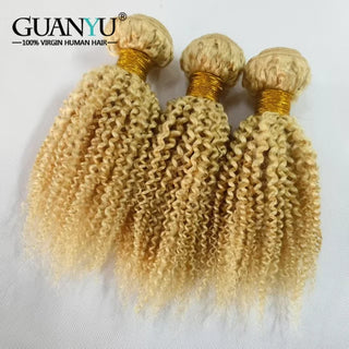 4*4 Kinky Curly Blonde #613 Hair Bundle 1pc Brazilian Virgin Human Hair 4B 4C Blonde Bundle Hair Weft Extension