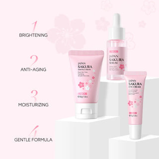 LAIKOU Vitamin C Skin Care Sets 3pcs Face Cream Serum Eye Cream Moisturizing Anti Wrinkles Facial Care Kit