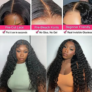 WDBY Beauty Wear & Go Deep Wave HD Lace Wig – Pre-Cut Pre-Plucked Glueless Human Hair Wig