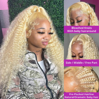 WDBY Beauty 613 Blonde HD Lace Frontal Wig – Deep Wave Curly Human Hair Wig 13x6/13x4