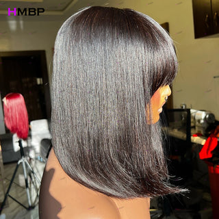 WDBY Beauty Glueless HD Lace Bob Wig with Bangs – Super Double Drawn Human Hair Wig