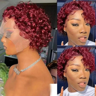 Wdbybeauty 13x1 Curly Human Hair Lace Frontal Wig Pixie Cut Curly Lace Front Human Hair Wigs for Women Brazilian Human Hair Wig Sale