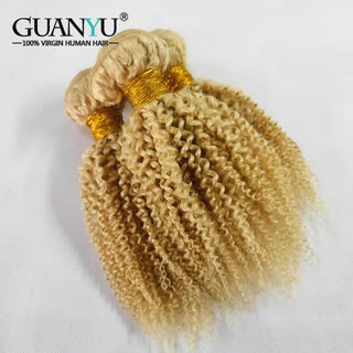 4*4 Kinky Curly Blonde #613 Hair Bundle 1pc Brazilian Virgin Human Hair 4B 4C Blonde Bundle Hair Weft Extension