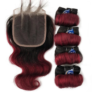 Brazilian Curly Bundles With Closure 1B/27/30/99J Ombre Bundles With Closure Remy Human Hair Weave Closure Lace Frontal