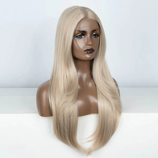 WDBY Beauty Blonde Layered Synthetic Lace Front Wig – Straight Wig with Bangs & Baby Hair