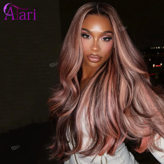 WDBY Beauty Pink Brown Highlight Body Wave HD Lace Wig – Brazilian Remy Human Hair Wig 13x4/13x6