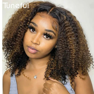 10A 6x5 Glueless Lace Human Hair Wigs Ready To Wear And Go Short Curly Ombre Highlights Brown Blonde Ginger 99J Colored Wigs