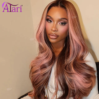 WDBY Beauty Pink Brown Highlight Body Wave HD Lace Wig – Brazilian Remy Human Hair Wig 13x4/13x6