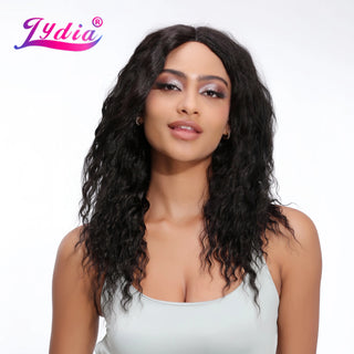 WDBY Beauty Long Wavy Lace Wig – Human Hair Blend Synthetic Wig (16 Inch, 150% Density, Heat Resistant)