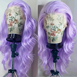 WDBY Beauty – Lavender Purple Long Body Wave Lace Front Wig (13x4 Synthetic / Blend, Heat‑Resistant, Cosplay & Daily Wear)