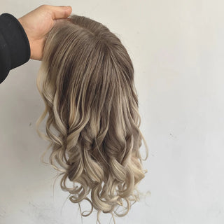 Luxury Highlight human hair lace wigs Dark Brown Roots Mix Blonde body wave human hair wigs European Hair Full Lace for Women