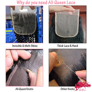 Ali Queen Hair Natural Wave Brazilian Human Hair Bundles With Closure Pre Plucked Hairline Bundles With Lace Closure Remy Hair