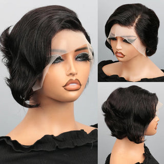 WDBY Beauty – Short Pixie Cut Lace Front Wig (13x4 Human Hair Wig for Women, Straight or Curly Remy Hair