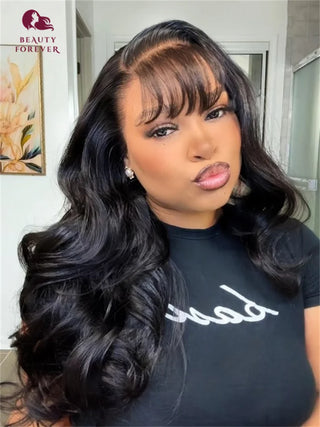 Beautyforever Pre everything™ Lace Frontal Glueless Wig Loose Body Wave With Vintage Air Bangs Put on and Go Human Hair Wig