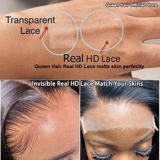 Raw Hair Straight Bundles With HD Lace Closure 5x5 4x4 100% Human Hair Transparent Lace Queen Hair Official Store