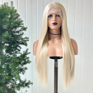 AIMEYA Long Straight Synthetic Lace Front Wig 13X6 Lace Deep Part Wigs for Women Transparent Pre Plucked Blonde Cosplay Wigs