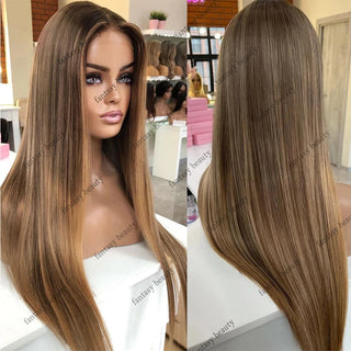 WDBY Beauty – Light Brown Blonde Highlight 360 Full Lace Front Wig (13x6 HD Lace Frontal)