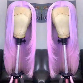 Purple Lace Front Wig 13x4 Glueless Layered Cut Lace Wigs PrePlucked Hd Lace Long Straight Wig For Women Cosplay Daily Use