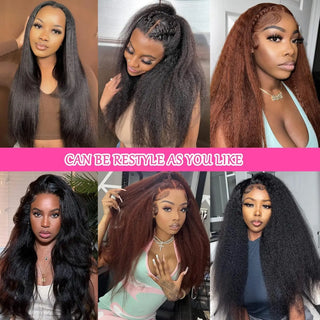 5x5 Transparent Lace Closure Wig Double Texture Kinky Straight And Body Wave Pre Plucked Human Hair Glueless Wig Ready To Wear