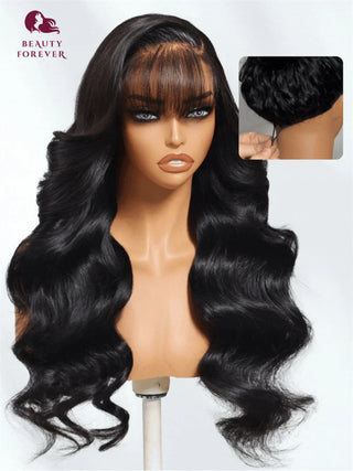 Beautyforever Pre everything™ Lace Frontal Glueless Wig Loose Body Wave With Vintage Air Bangs Put on and Go Human Hair Wig