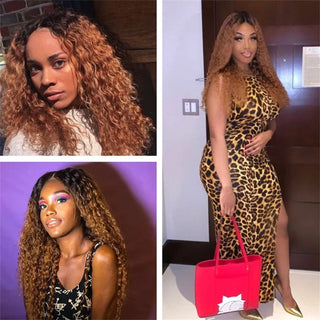 12A Ombre Brazilian Virgin Curly Hair 3 Bundles With Closure Ombre Deep Wave 3 Bundles With Closure 100% Human Hair With Closure
