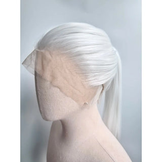 WDBY Beauty 13x6 White Straight Lace Front Wig – 26” Long Synthetic Cosplay Wig