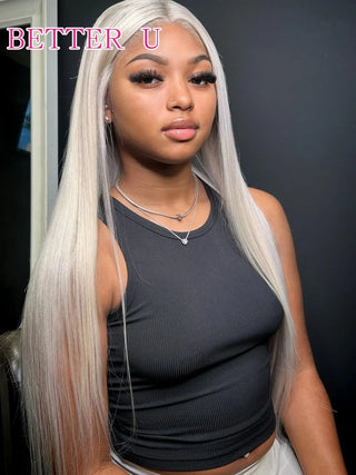 WDBY Beauty 250% Density Platinum Blonde HD Lace Front Wig – #60 Straight Human Hair (13x4 / 13x6, Pre-Plucked)