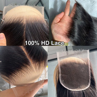 Newa Hair 100% Human Hair Closures 13x6 HD Lace Frontal Only Invisible HD Lace Melt Skin Natural Scalp Straight Raw Hair Closure