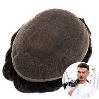 WDBY Beauty – Men’s Full Lace Toupee (Breathable Human Hair Wig for Active Lifestyle)