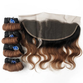 Brazilian Curly Bundles With Closure 1B/27/30/99J Ombre Bundles With Closure Remy Human Hair Weave Closure Lace Frontal