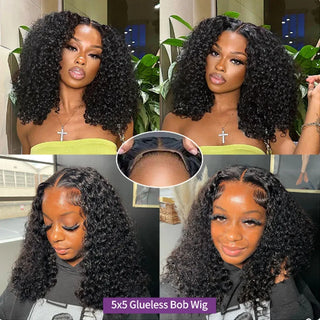 Glueless Wear & Go Kinky Curly Bob Wig – 180% Density Human Hair | WDBY Beauty