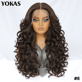 Latisha Lace Frontal Wigs Synthetic 24 Inch Loose Curl Pre Plucked Lace Frontal Wig For Women Highlight With Baby Hair 13X6 Wigs