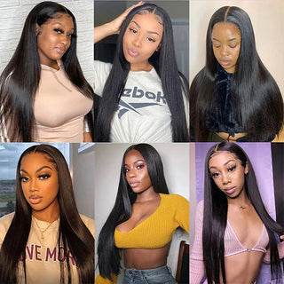 Bone Straight Bundles with Closure Human Hair Brazilian Virgin Hair 3 Bundle with 13x4 HD Lace Frontal Unprocessed Virgin Hair