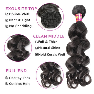 Ali Queen Hair Natural Wave Brazilian Human Hair Bundles With Closure Pre Plucked Hairline Bundles With Lace Closure Remy Hair