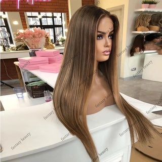 WDBY Beauty – Light Brown Blonde Highlight 360 Full Lace Front Wig (13x6 HD Lace Frontal)