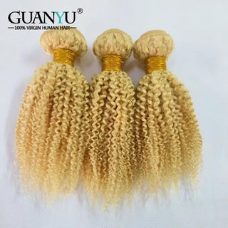 4*4 Kinky Curly Blonde #613 Hair Bundle 1pc Brazilian Virgin Human Hair 4B 4C Blonde Bundle Hair Weft Extension