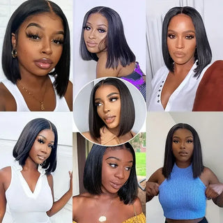 Brazilian Bone Straight Hair Bundles With Frontal Closure 100% Human Hair 3 Bundles With 13X4 Transparent Ear To Ear Lace Front