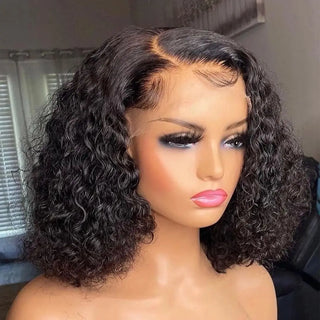 Curly Pixie Cut Lace Front Wig Brazilian Virgin Human Hair showcasing beautiful curls and natural hairline.