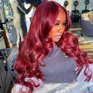 WDBY Beauty – 99J Burgundy Body Wave Lace Front Wig (13x4 / 13x6 / 4x4 HD Lace, Pre‑Plucked Human Hair)