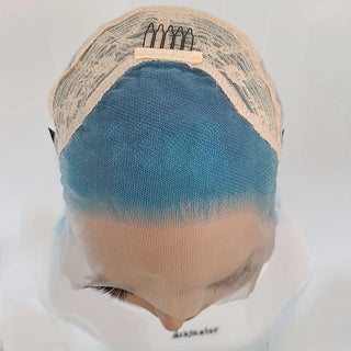 WDBY Beauty Long Wavy Blue & Teal Green 13x4 Lace Front Wig – Synthetic Free Part Cosplay Wig