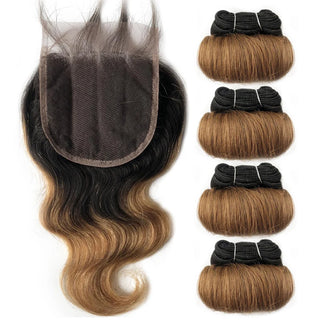 Brazilian Curly Bundles With Closure 1B/27/30/99J Ombre Bundles With Closure Remy Human Hair Weave Closure Lace Frontal