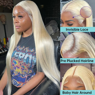 Wdbybeauty 613 Blonde Lace Front Wig Human Hair 13X6 Hd Lace Frontal Wig 13X4 Straight Lace Front Wigs 4X4 Closure Wig For Women 30 38 Inch