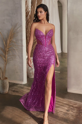 Embellished Strapless Gown for female